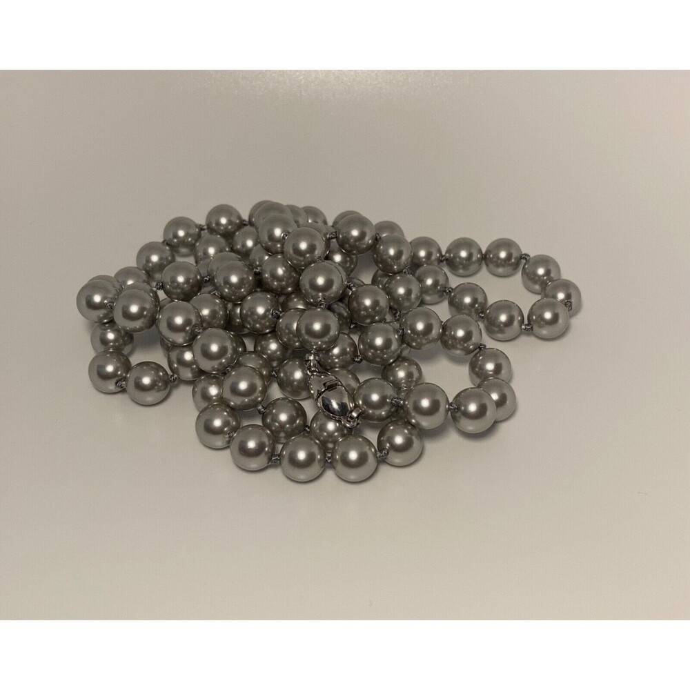 Monet 36 inch Silver hand knotted  Pearl Necklace